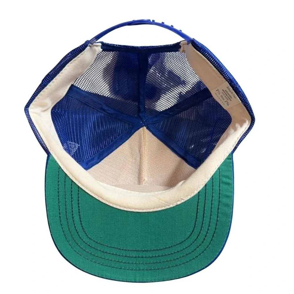 Vintage Reva South Dakota Turtle Races Snap-Tab USA Mesh Trucker Hat Cap Blue